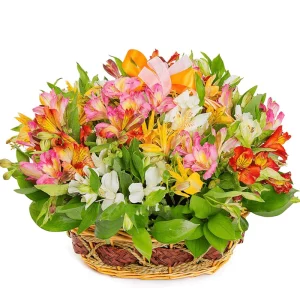 Цветы в корзине с Альстромериями